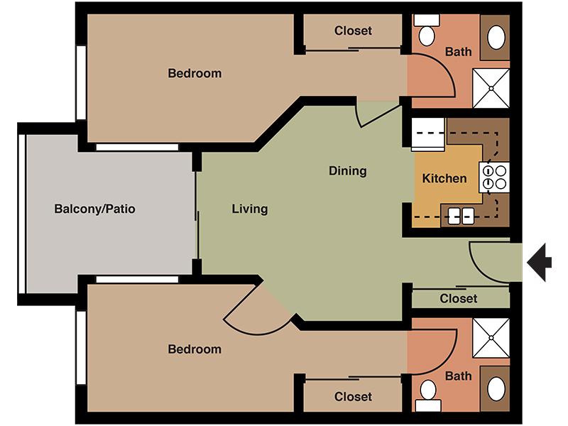 Unit E floorplan at Huntington Breeze