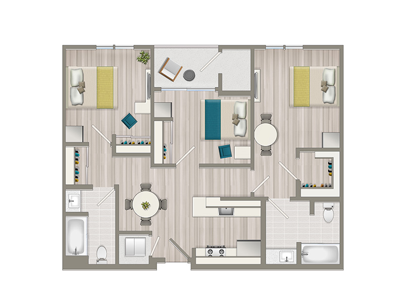 Co-Living Junior floorplan at The Heights on Superior