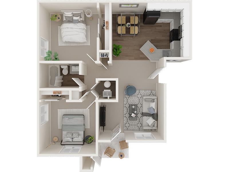 2x1 850 floorplan at Elevate at 4400