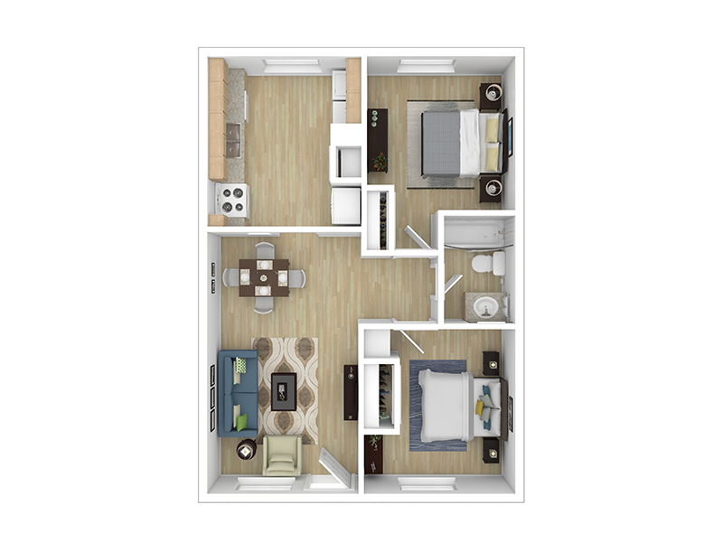 2x1 floorplan at The Outpost on Yukon