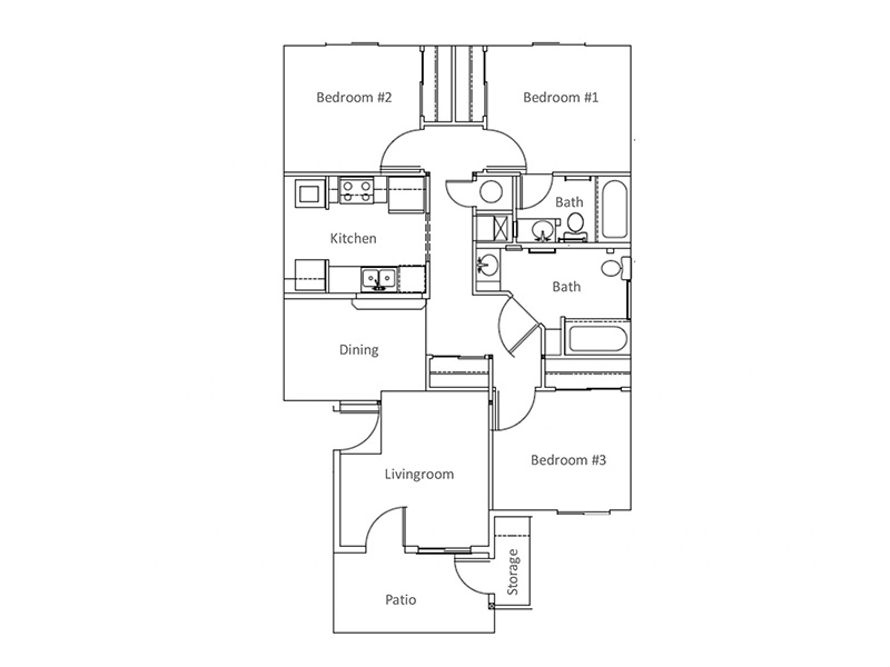 3 Bedroom 2 Bath A