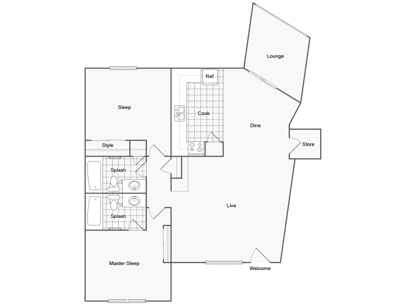 2X2L floorplan at Seventeen 805