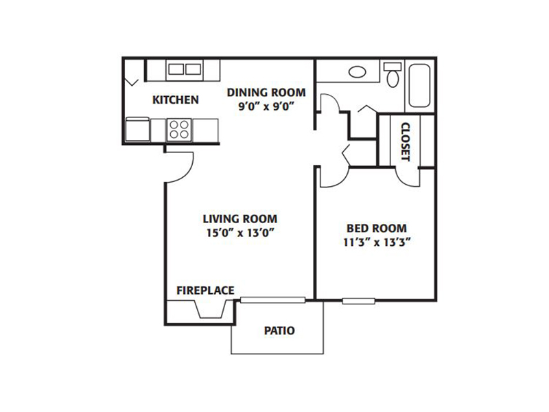 1x1 B floorplan at The Park at Ferentino