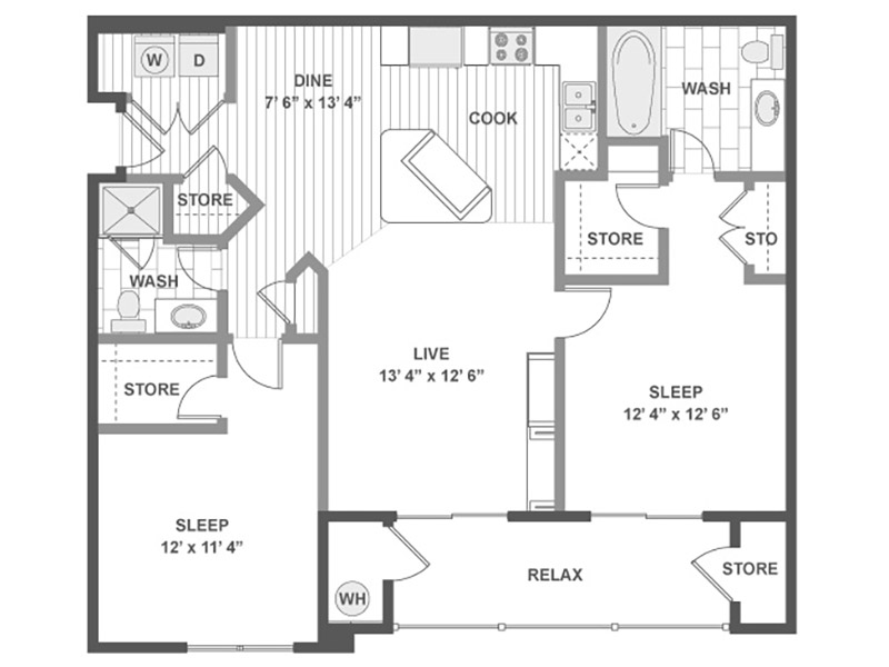 2X2-1105 floorplan at Arista Flats