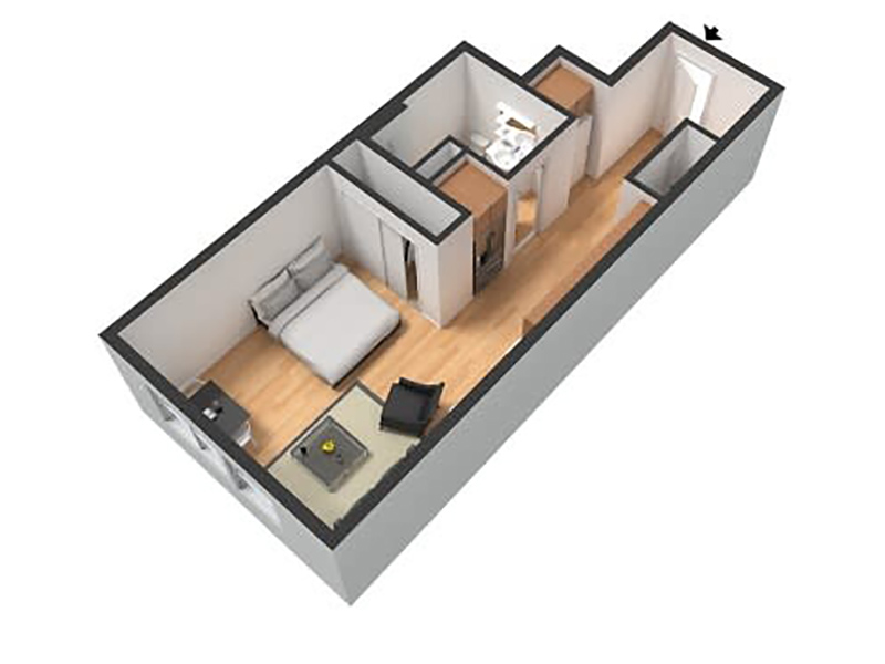 Kerns floorplan at East of Eleven Apartments