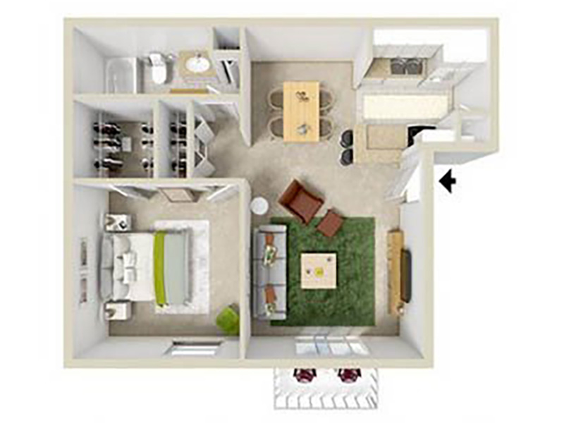 1 bed 1 bath A1