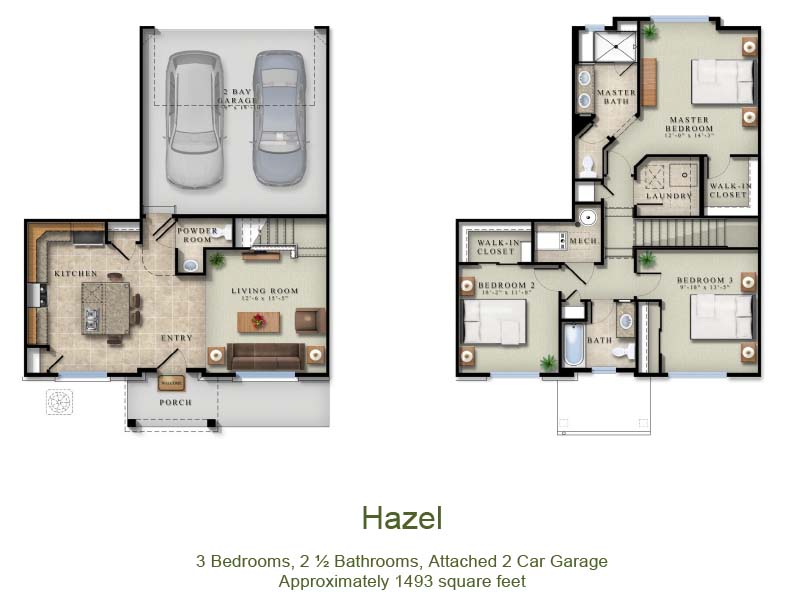 Hazel floorplan at Willow Point Townhomes