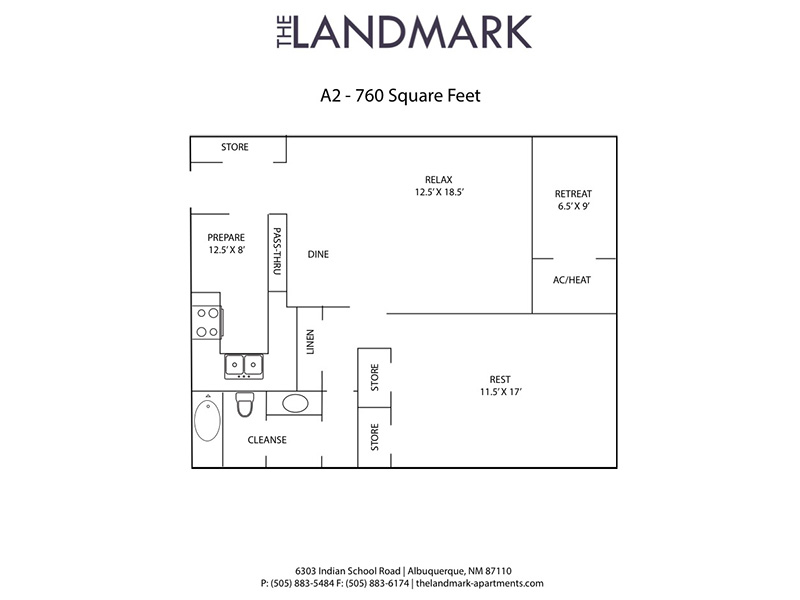 A2 floorplan at The Landmark