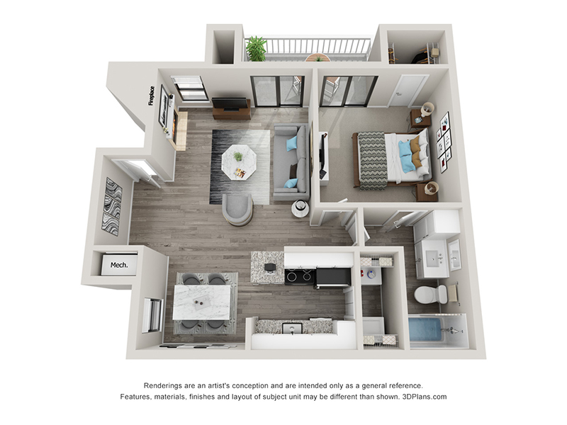 A1AC floorplan at Orchard Park Apartments