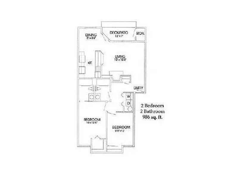 2x2 floorplan at Bull Mountain Heights