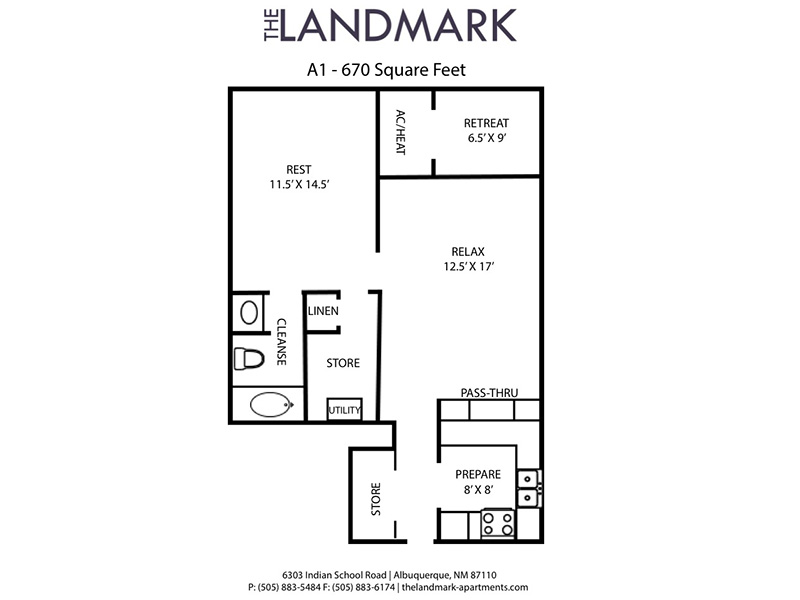 A1 floorplan at The Landmark