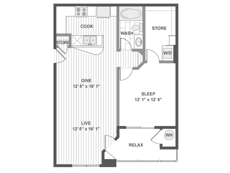 1X1-771 floorplan at Arista Flats