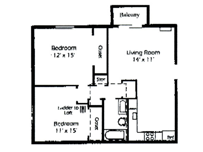 2x1 720 floorplan at Parkwood Place