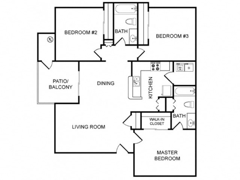 3 Bedroom floorplan at Portola on Bell