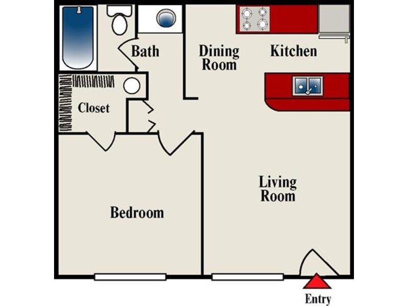 1 Bed 1 Bath floorplan