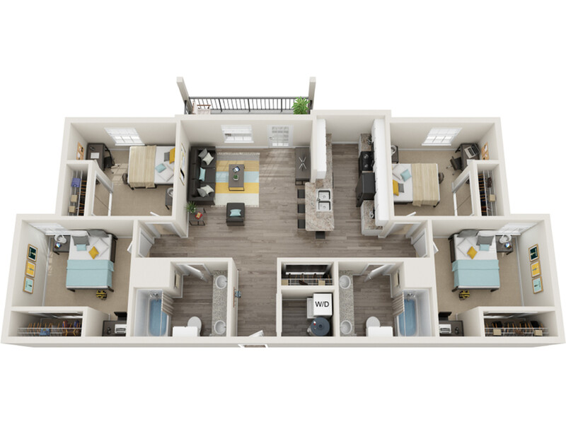 4x2 Classic floorplan at ACASÁ Bainbridge