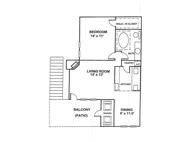 1 Bed 1 Bath floorplan at Village of Santo Domingo