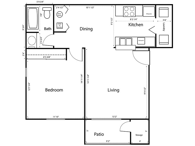 1x1 floorplan at Gateway Villas