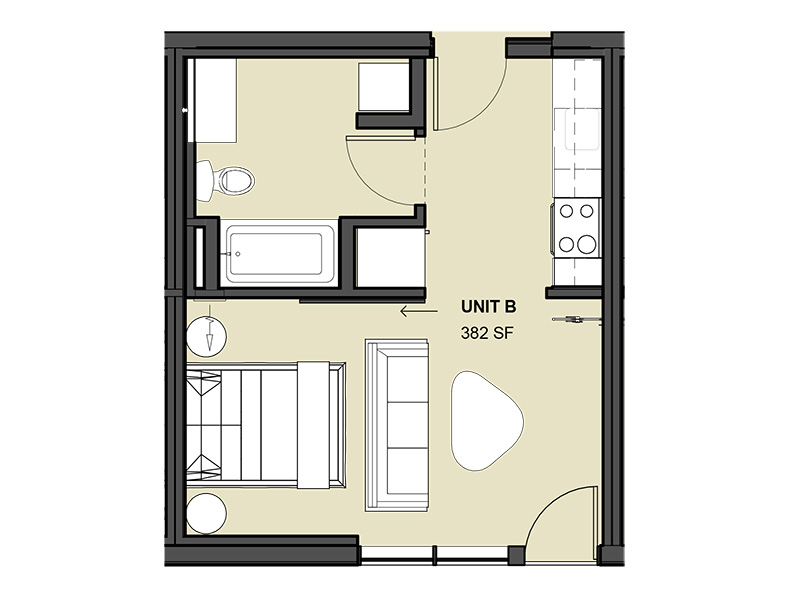 Unit B floorplan at Forty One 11