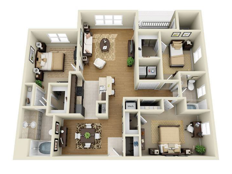 3x2-1438 floorplan at Latitude at Wescott