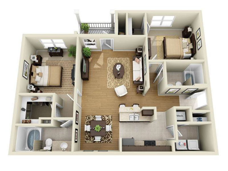 2x2-1164 Full Renovation floorplan at Latitude at Wescott