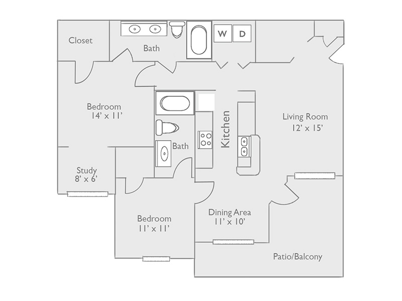 2x2-1119 floorplan at The Piedmont