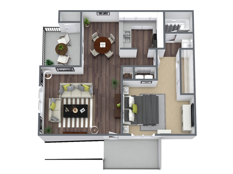 1x1-692 floorplan at Creek at 2645