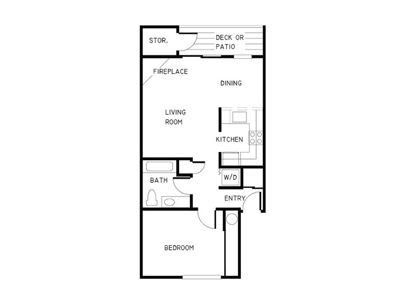 1x1-R floorplan at Cedardale