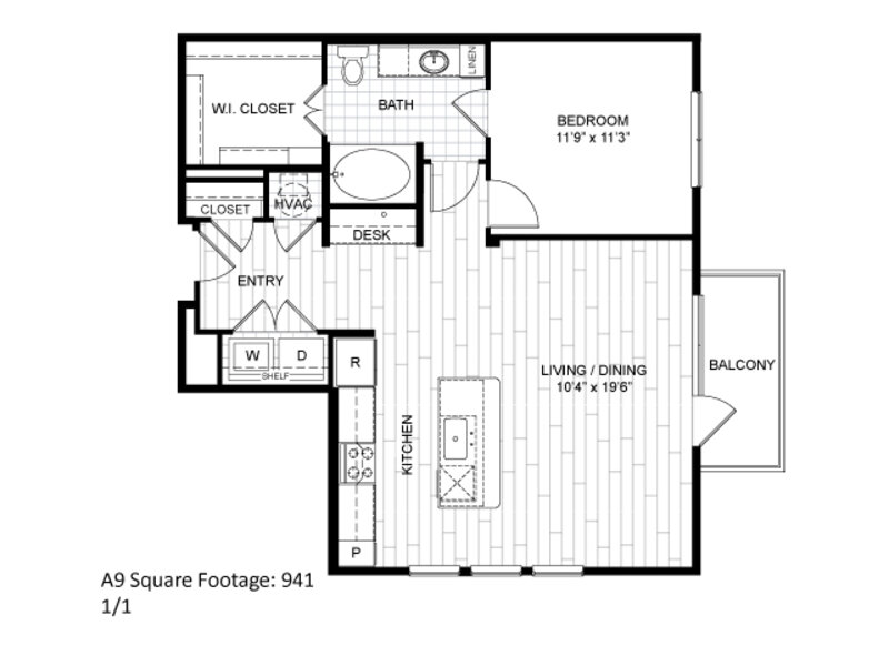 A9 floorplan at The Moderne