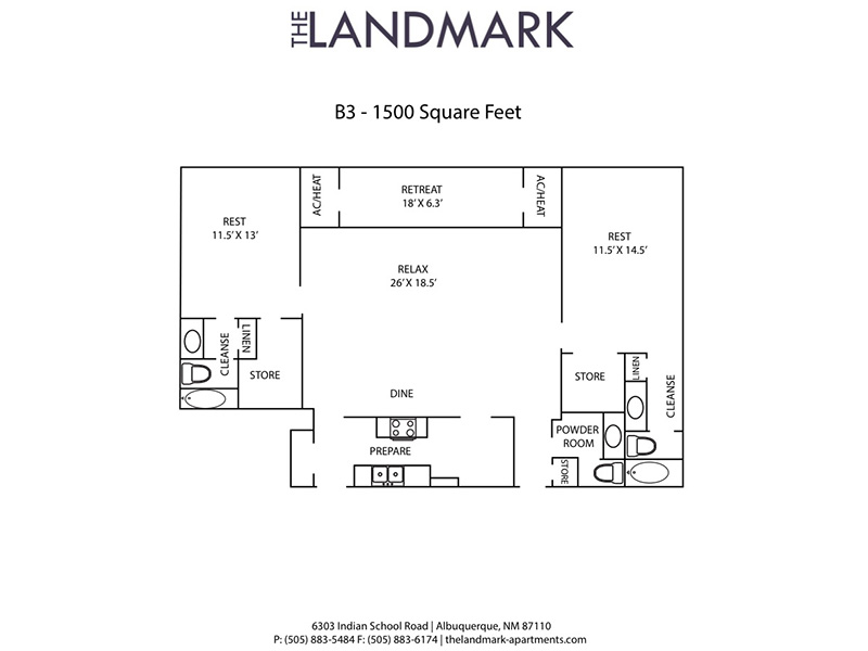 B3 floorplan at The Landmark