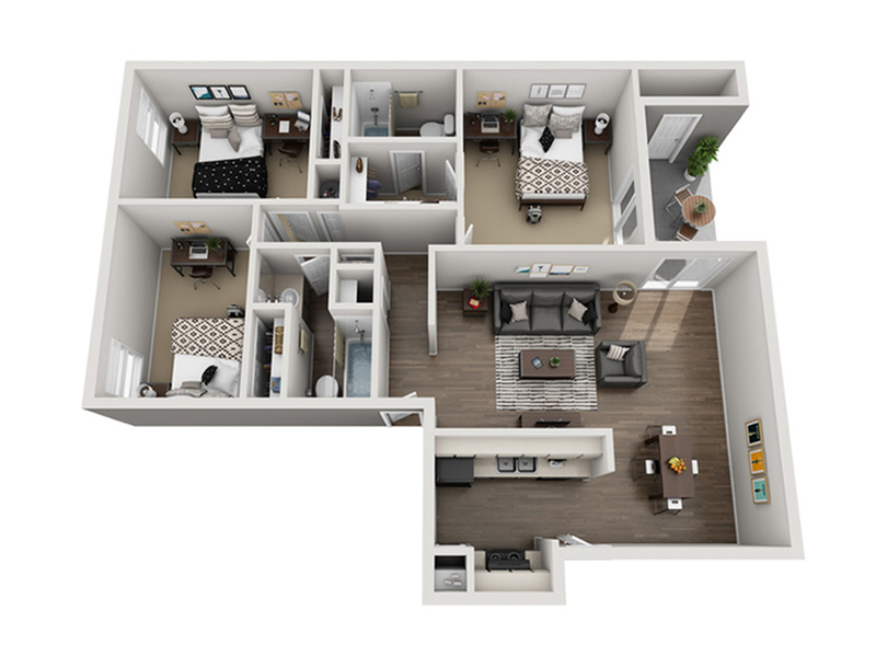 Three Bed-3x2 floorplan at ACASÁ Ocala