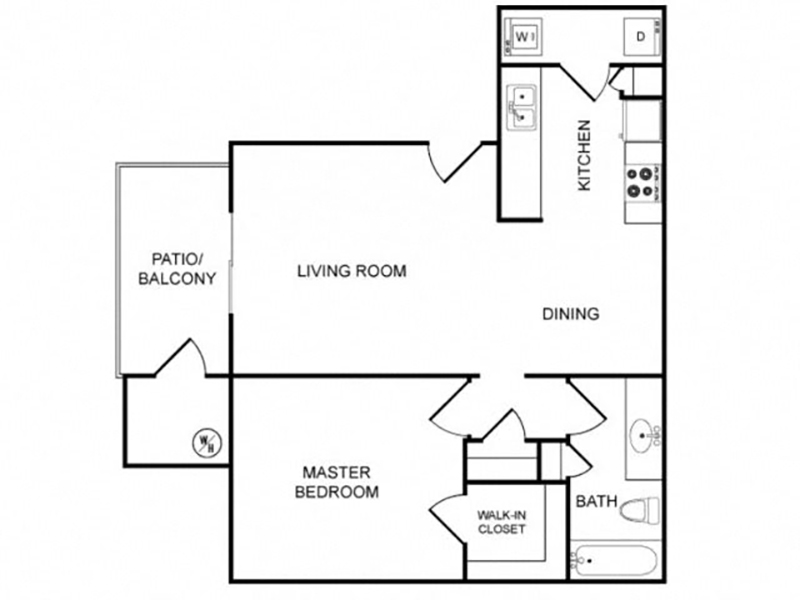 1 Bedroom floorplan at Portola on Bell