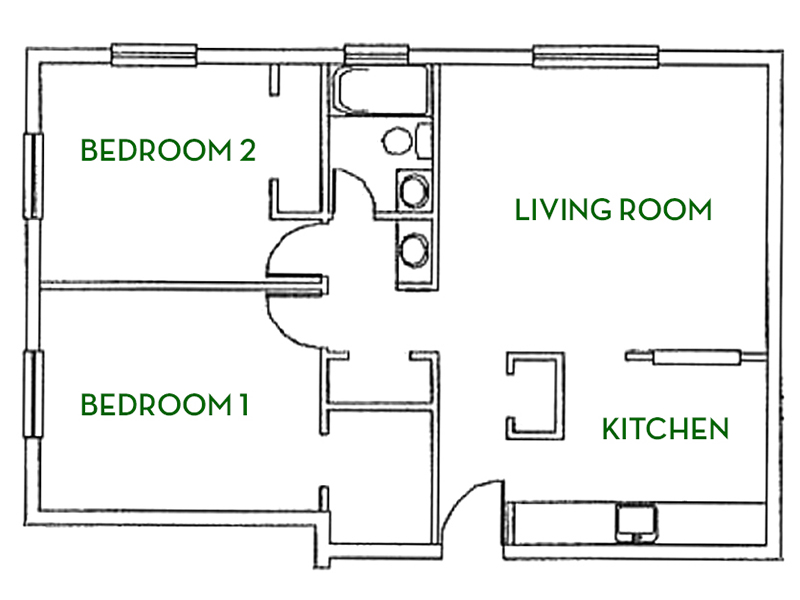 2x1 floorplan at Avon North Apartments