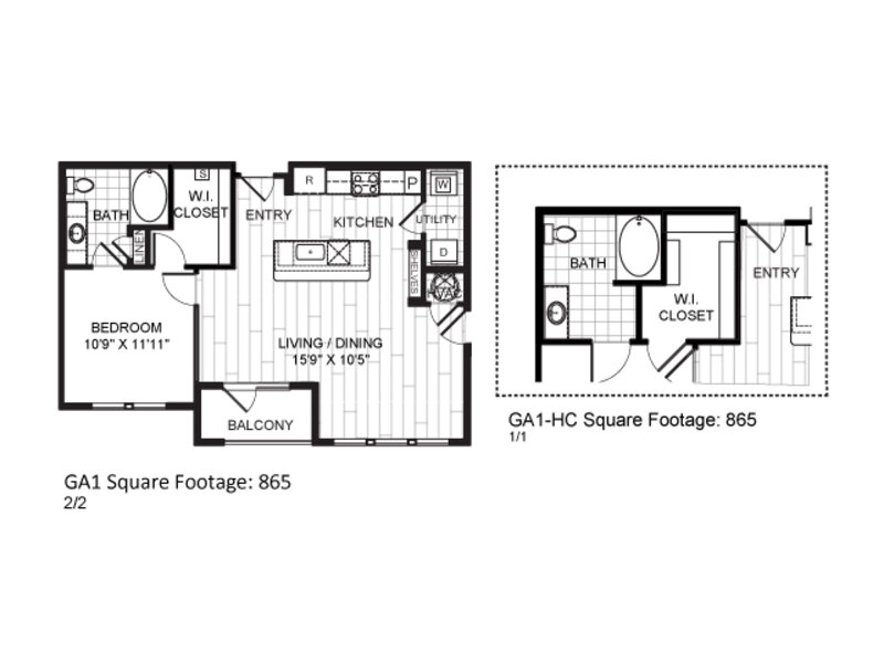 GA1 floorplan at The Moderne