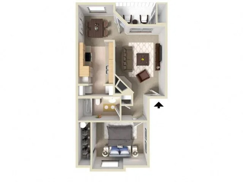 1x1 L floorplan at Bull Mountain Heights