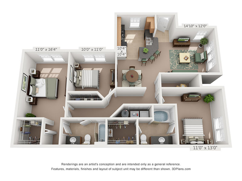 3 Beds, 2 Baths C2A