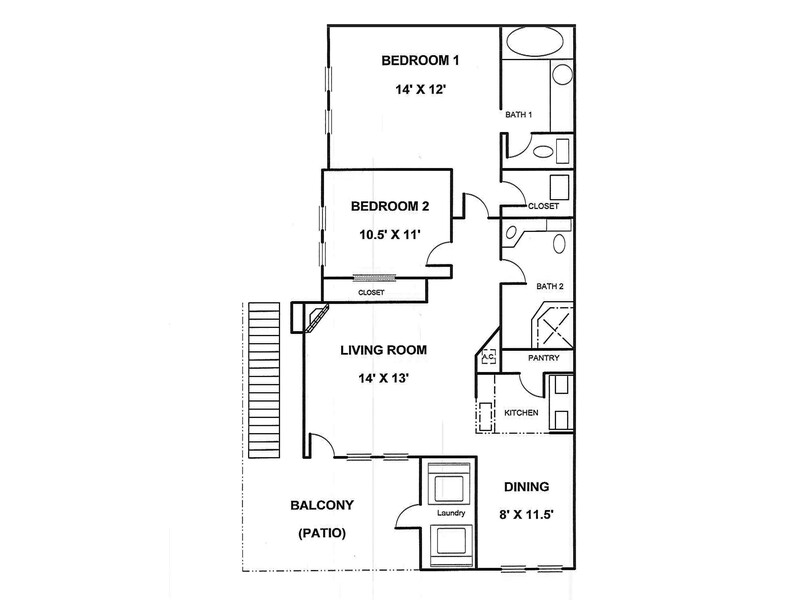 2 Bed 2 Bath Small floorplan at Village of Santo Domingo