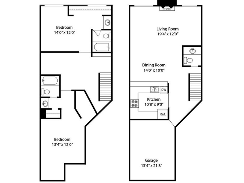 2 Bedroom 2.5 Bathroom Townhome R floorplan at Creekside Village