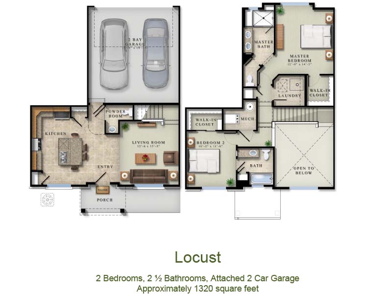 Locust floorplan at Willow Point Townhomes