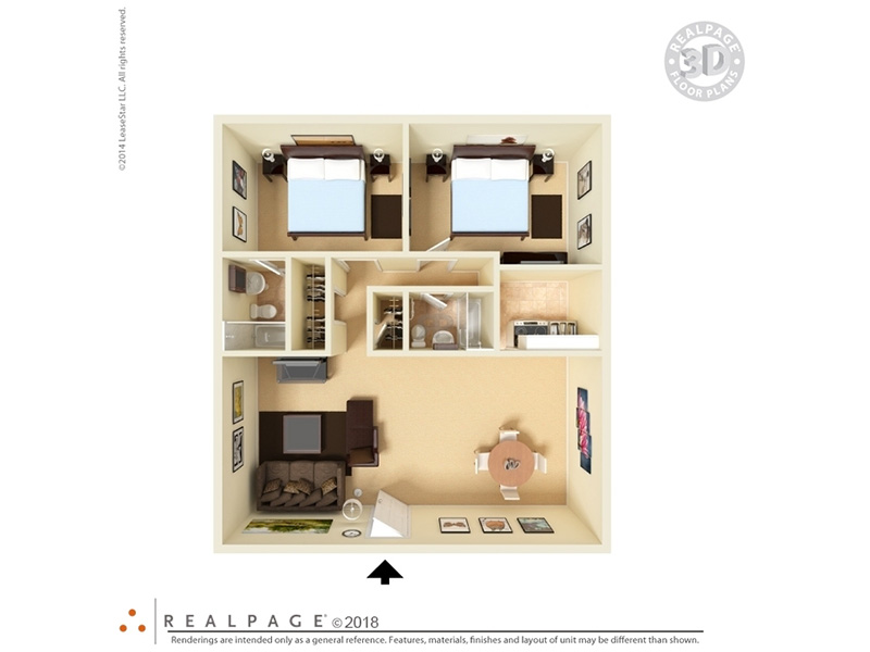 2 Bedroom 2 Bathroom floorplan