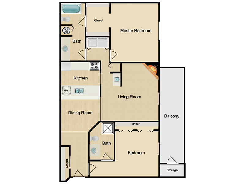 2x2 Large Platinum floorplan at The Northern