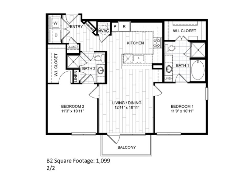 B2 floorplan at The Moderne