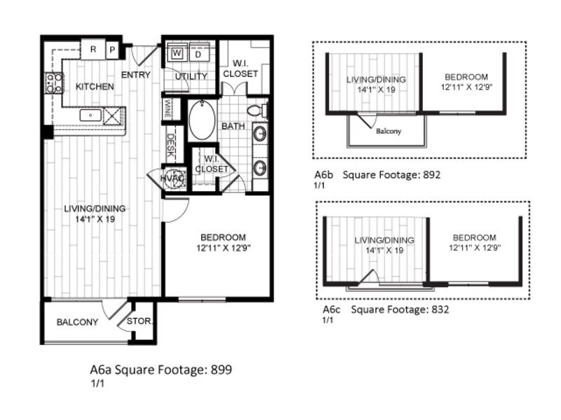 A6 floorplan at The Moderne