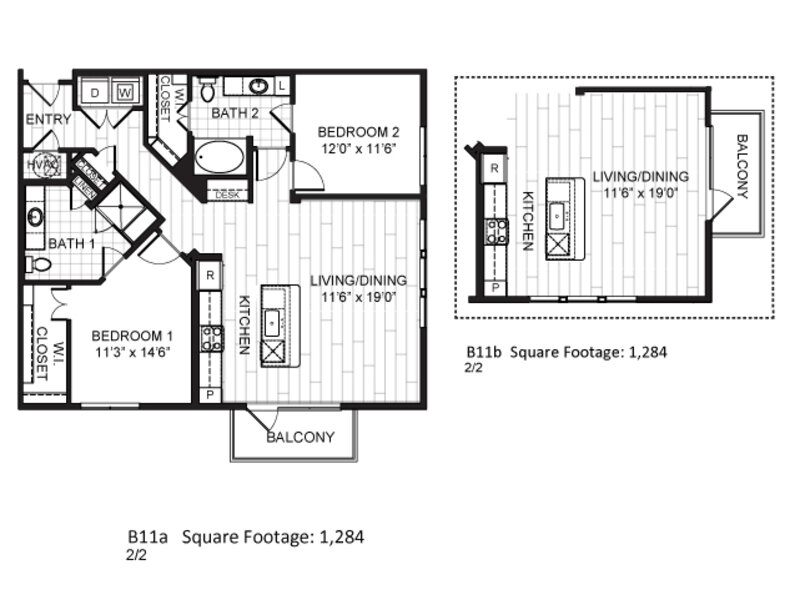 B11 floorplan at The Moderne