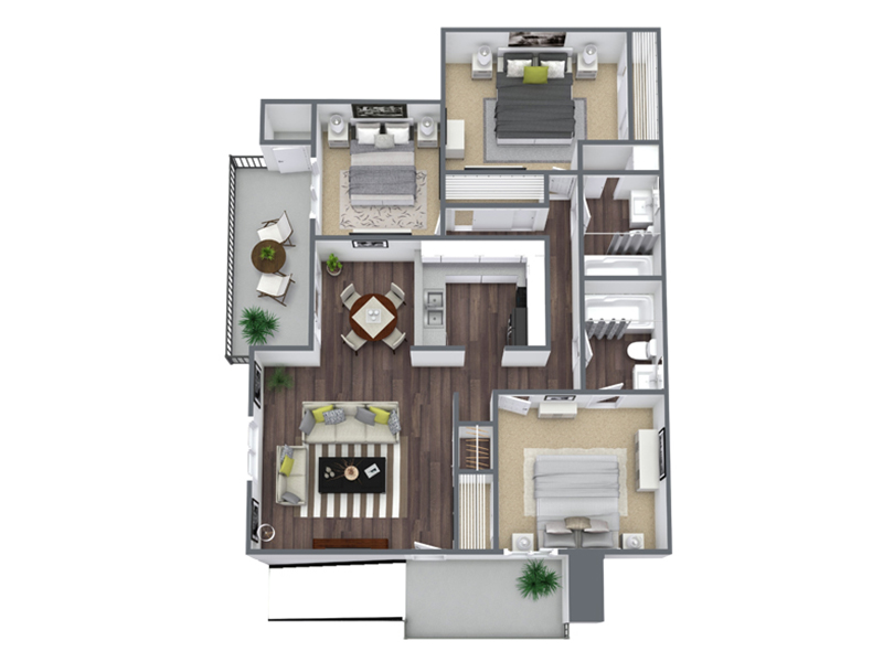 3x2-1043 floorplan at Creek at 2645