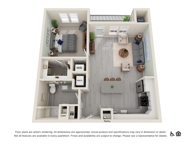 1X1-789 floorplan at Northshore Apartments