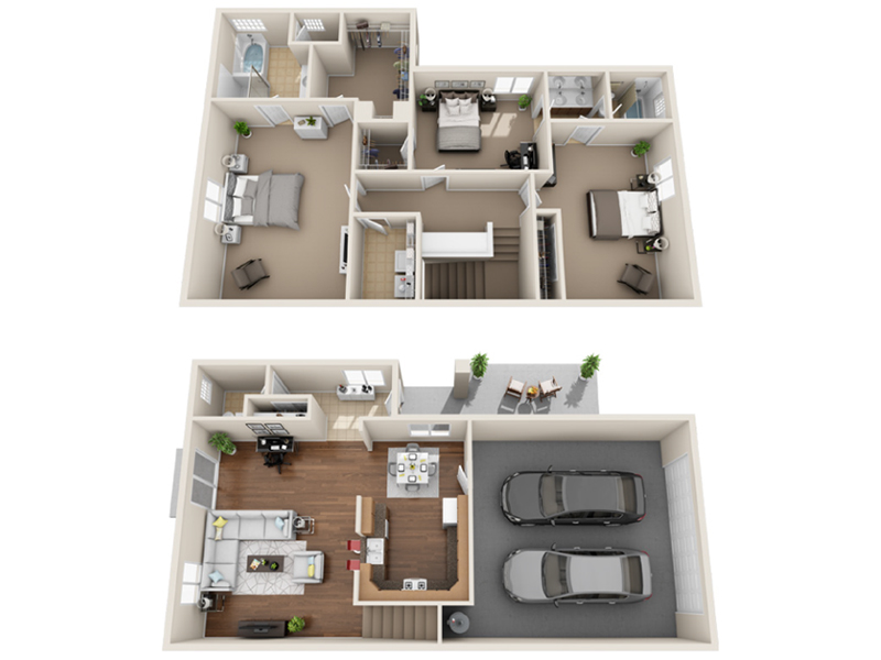 L floorplan at Suncrest Townhomes