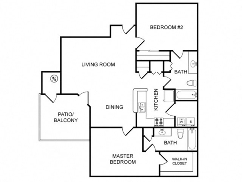 2 Bedroom floorplan at Portola on Bell