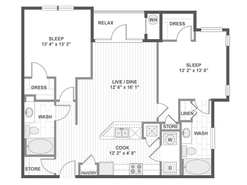 2X2-1103 floorplan at Arista Flats