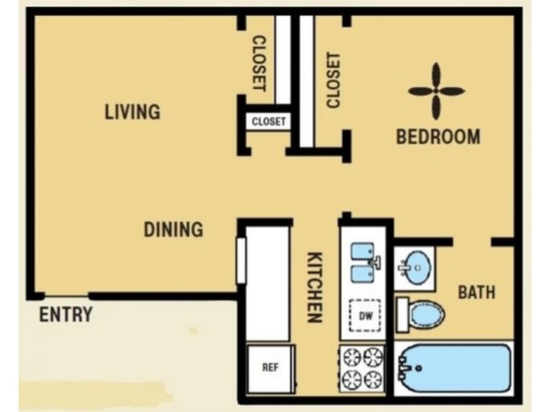 1 Bed 1 Bath floorplan at Bandywood